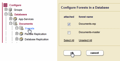 Screenshot showing the Forests configuration page.