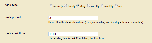 Image showing how to invoke the module every three days at 12:00 pm.