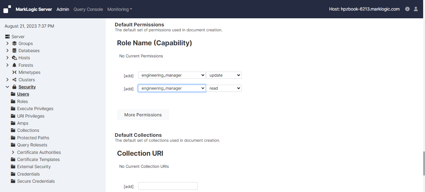 Admin Interface Screenshot illustrating read and update capabilities added to the engineering manager role