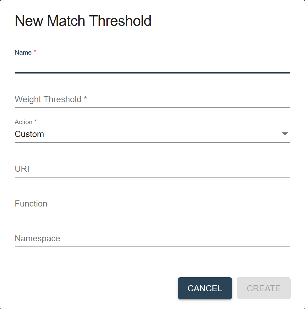 Match threshold properties