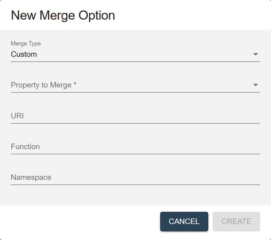 Settings for the Custom merge type