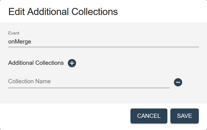 Edit Additional Collections dialog