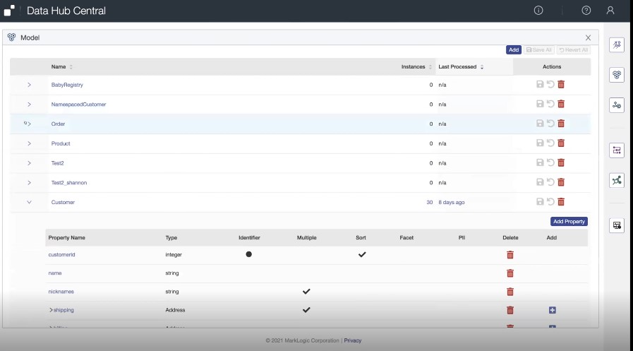 Data Hub Central Model Screen