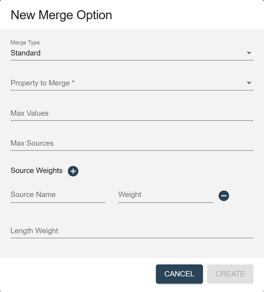 Settings for the Standard merge type