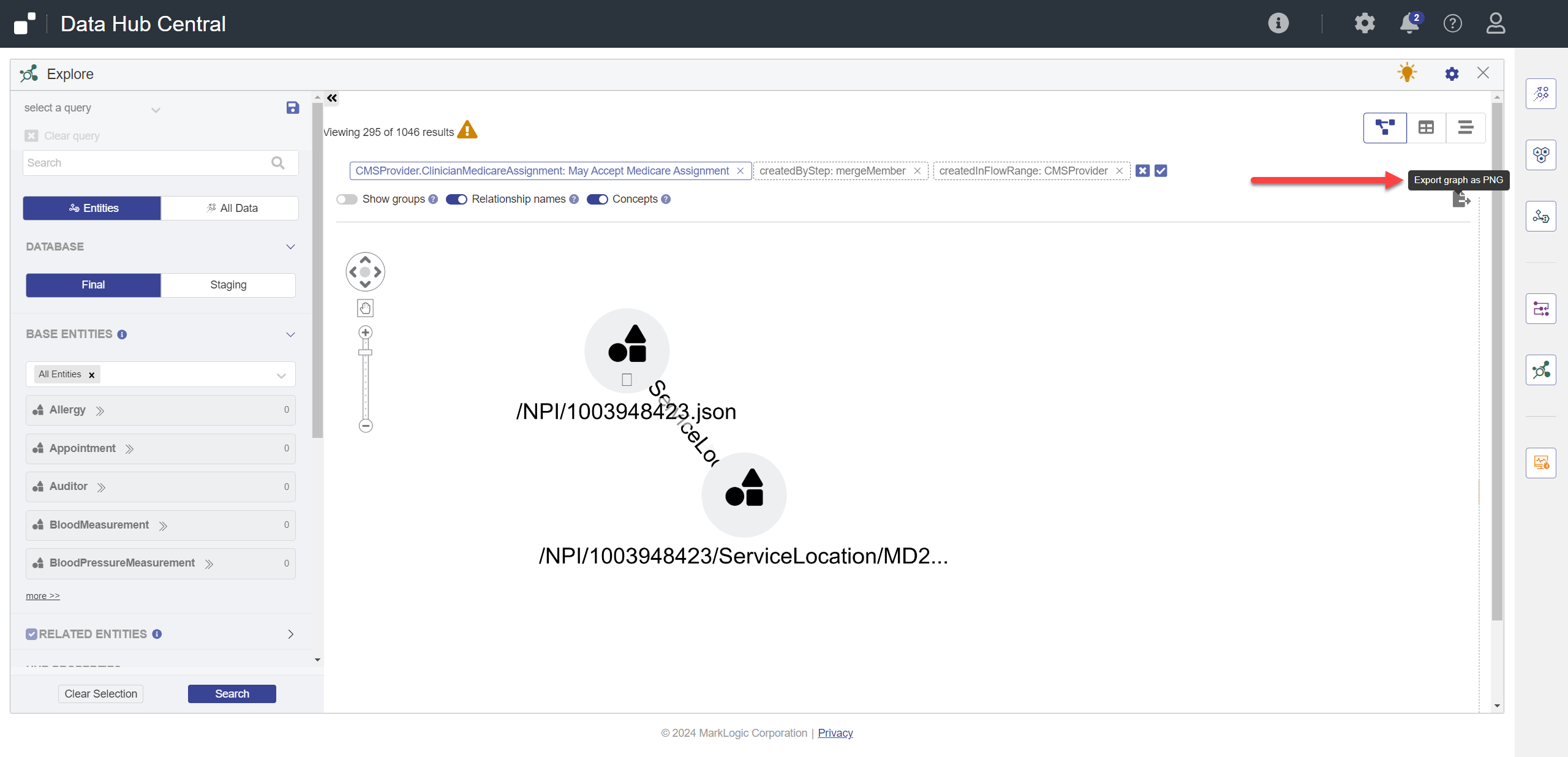 Hub Central - explore - graph view